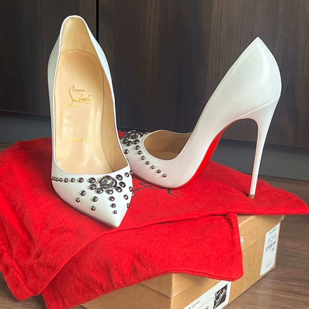 White Christian Louboutin Door Knock 120 Kid size 38